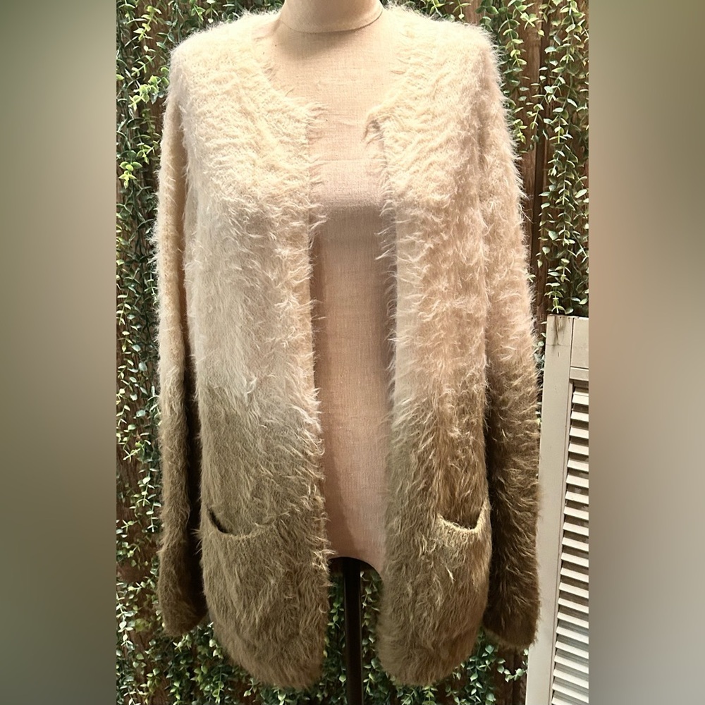 Cozy Tan & Green Ombre Women's Cardigan